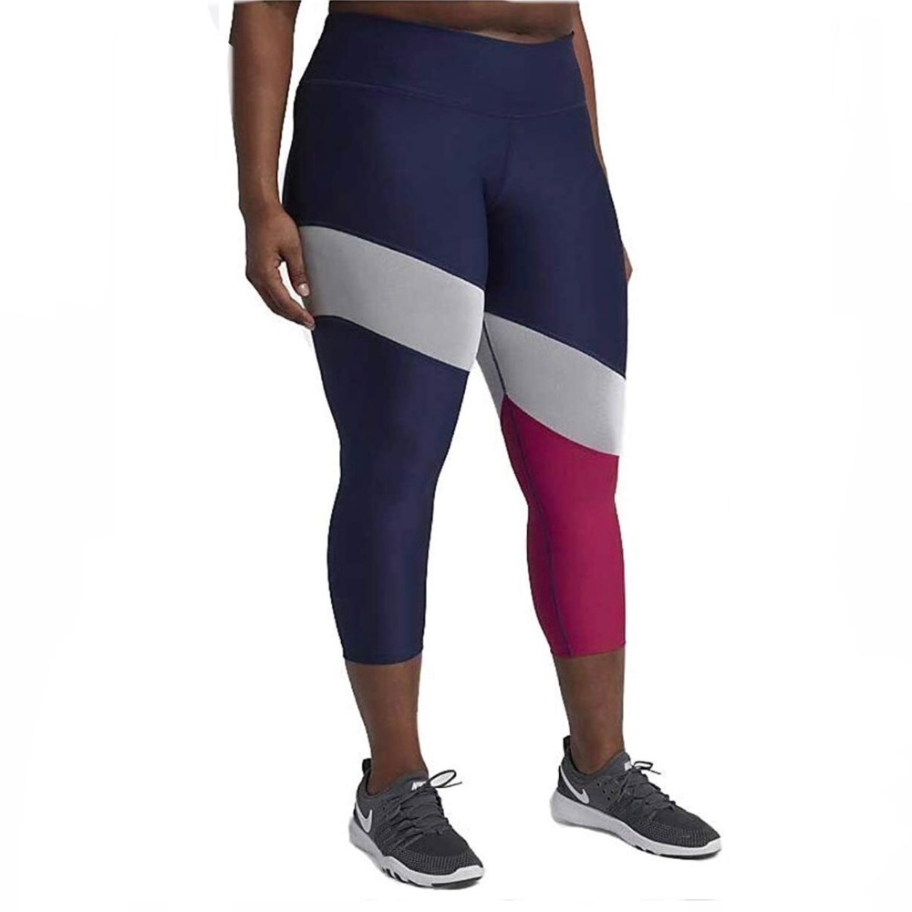 Nike Power Victory Training Crop Dri-Fit Leggings 3X Navy Blue